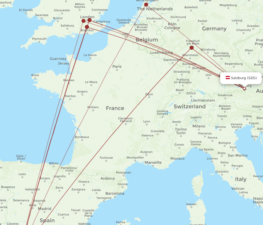 SZG to SVQ flights and routes map