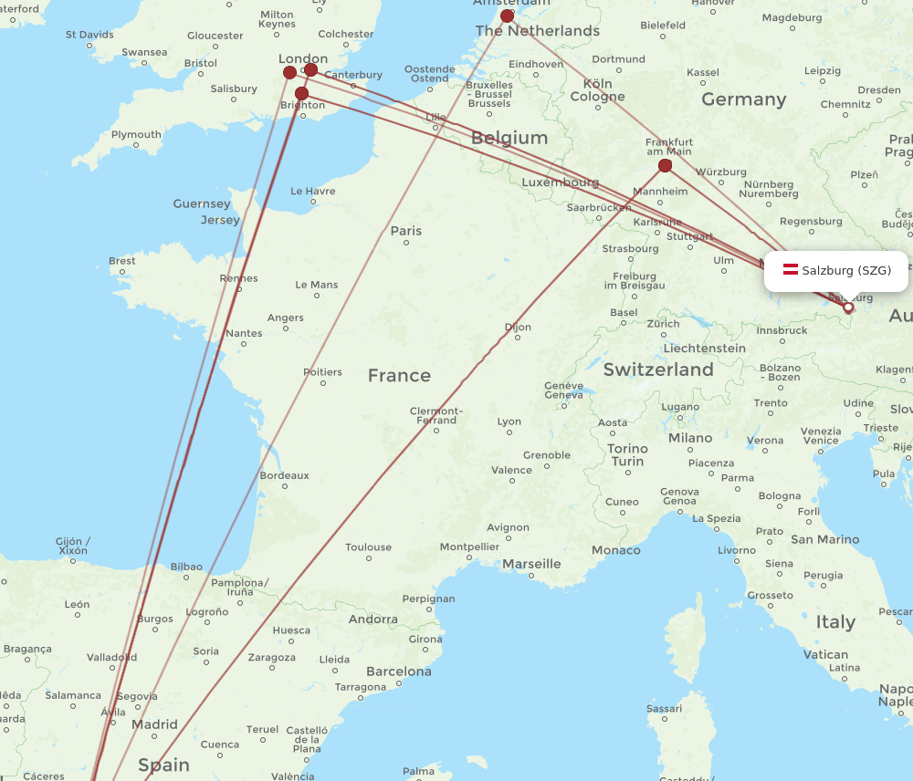 SZG to SVQ flights and routes map