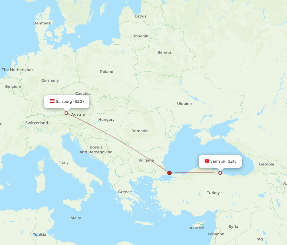 SZG to SZF flights and routes map