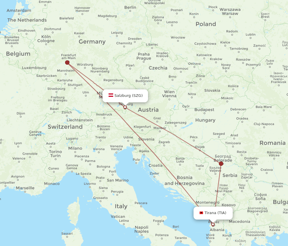 SZG-TIA flight routes