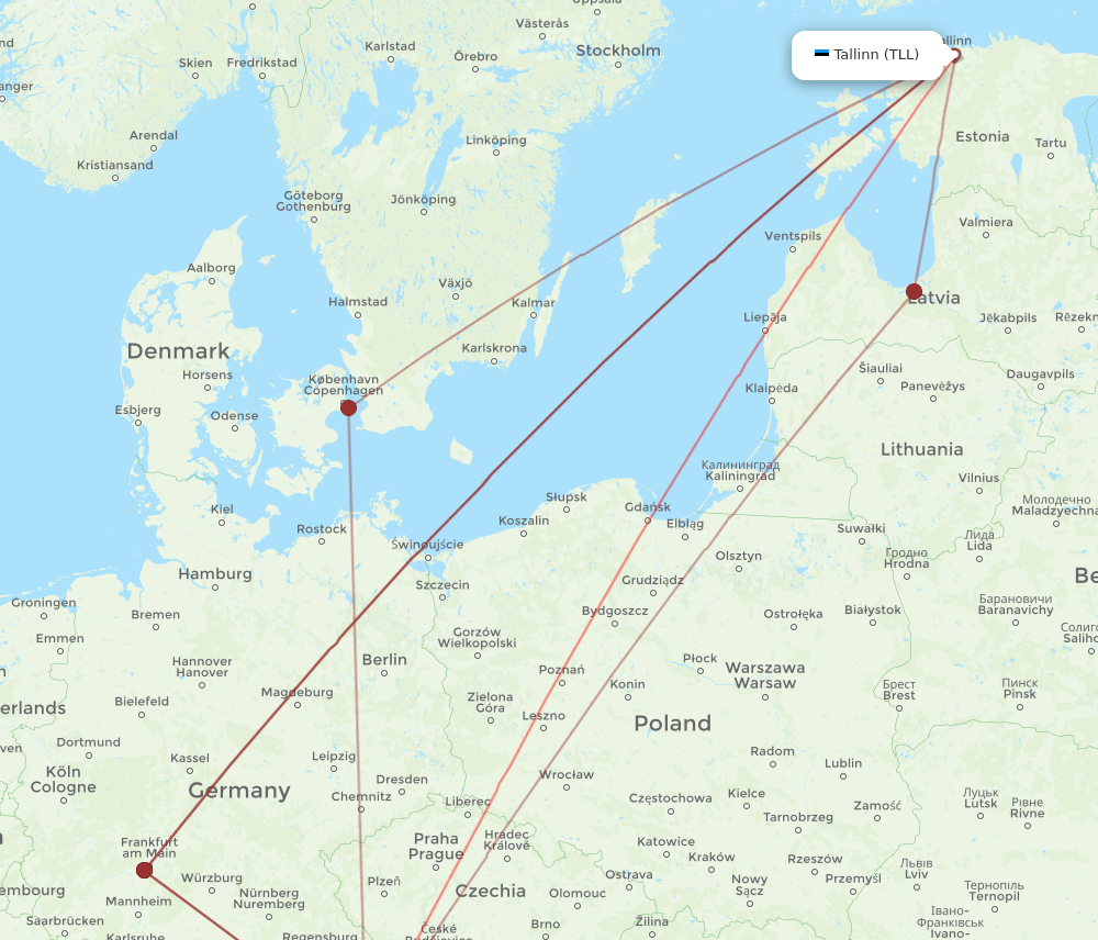 SZG-TLL flight routes