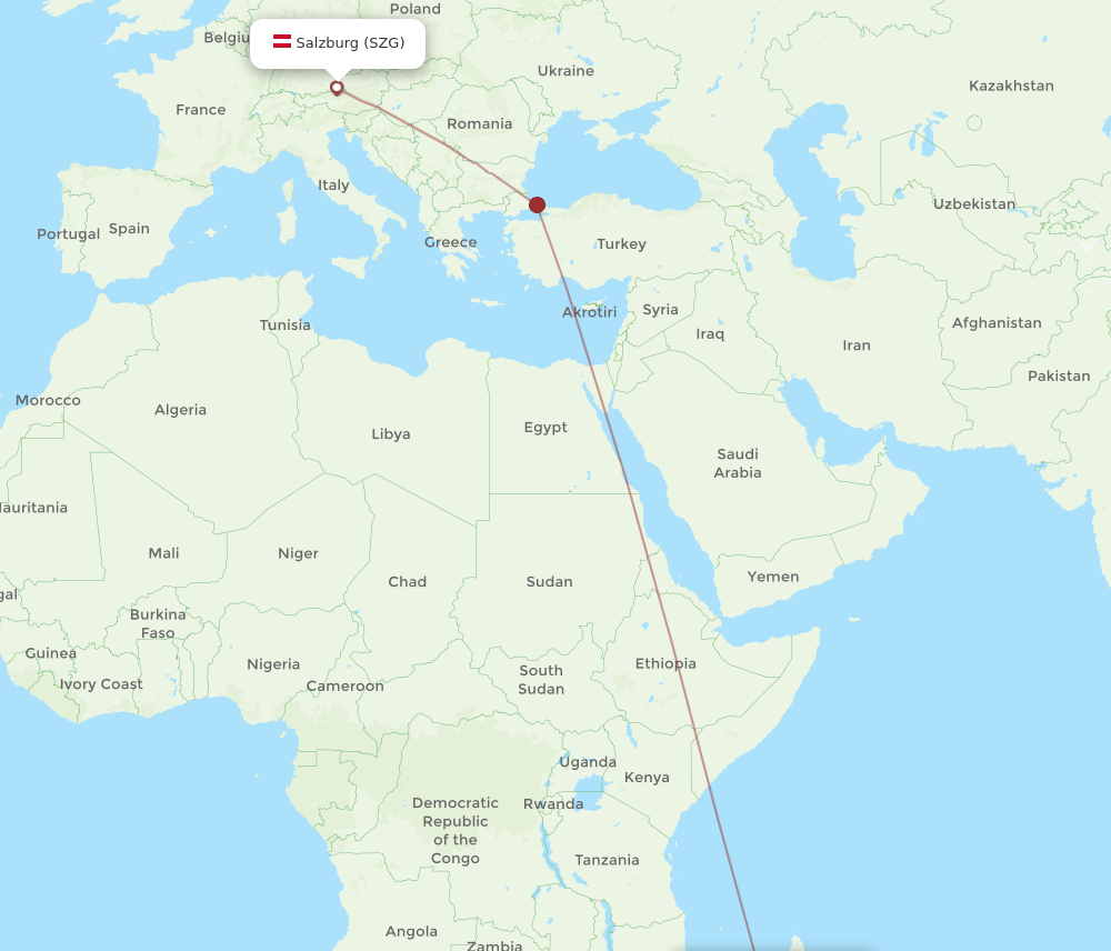 SZG-TNR flight routes