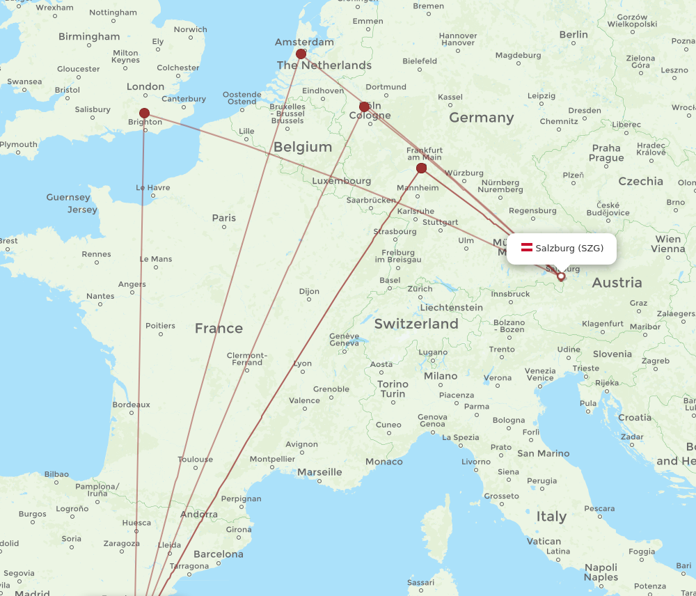SZG to VLC flights and routes map