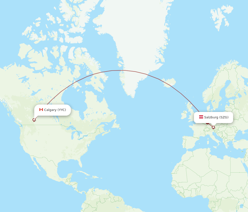 SZG to YYC flights and routes map