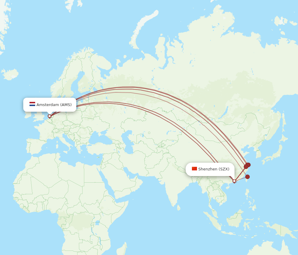 SZX-AMS flight routes