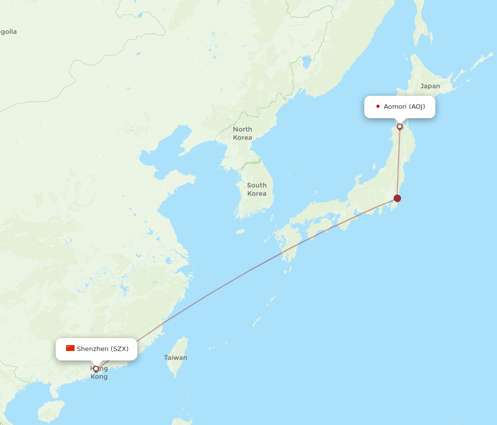 SZX-AOJ flight routes