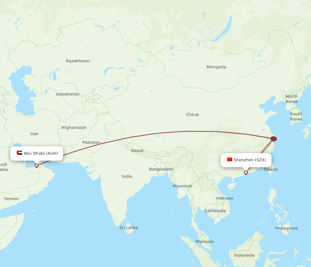 SZX-AUH flight routes