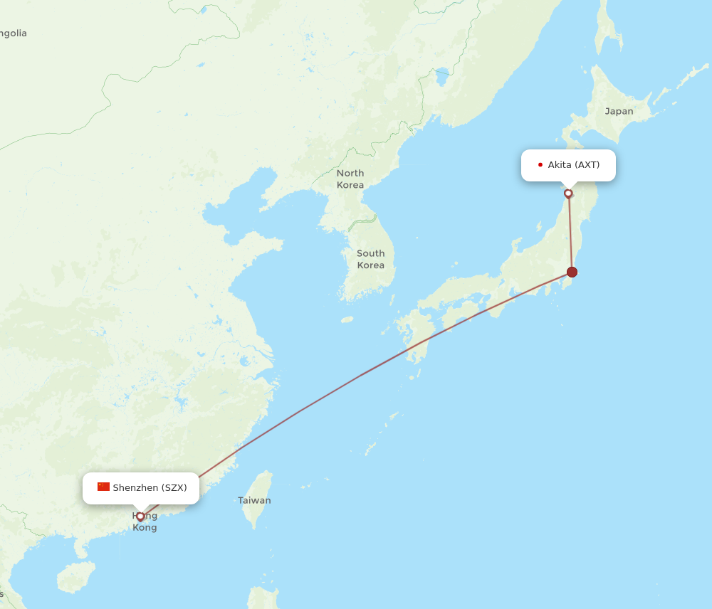 SZX to AXT flights and routes map