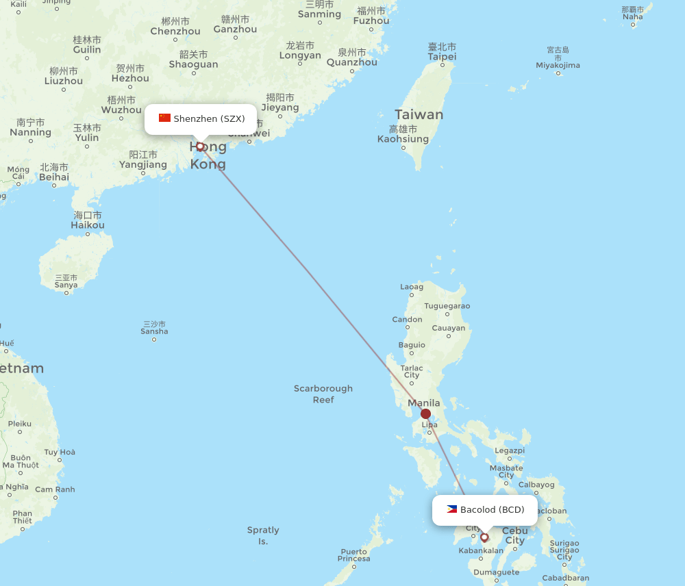 SZX to BCD flights and routes map