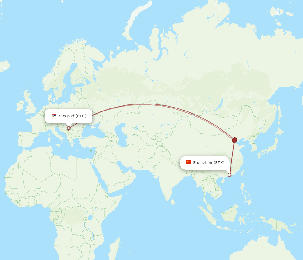 SZX-BEG flight routes