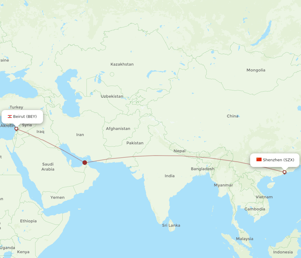 SZX-BEY flight routes