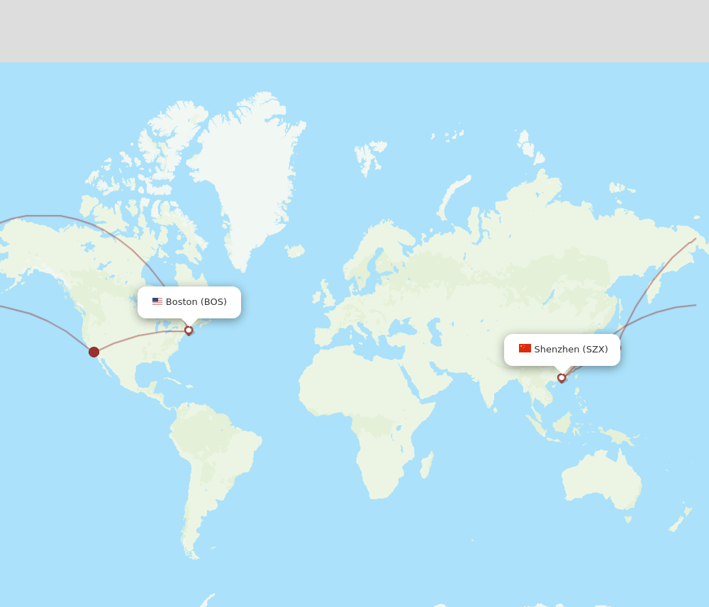SZX-BOS flight routes