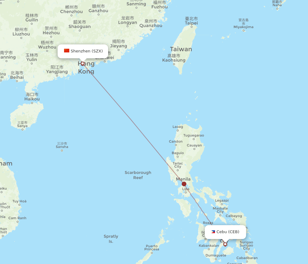 SZX-CEB flight routes