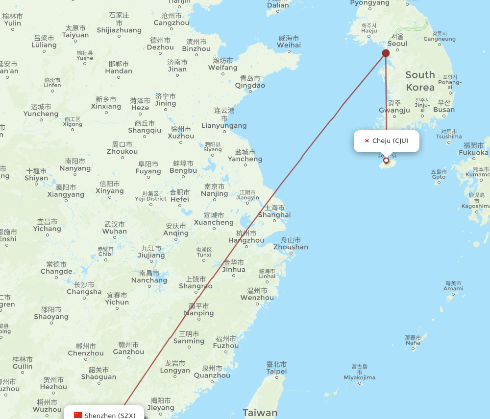 SZX-CJU flight routes