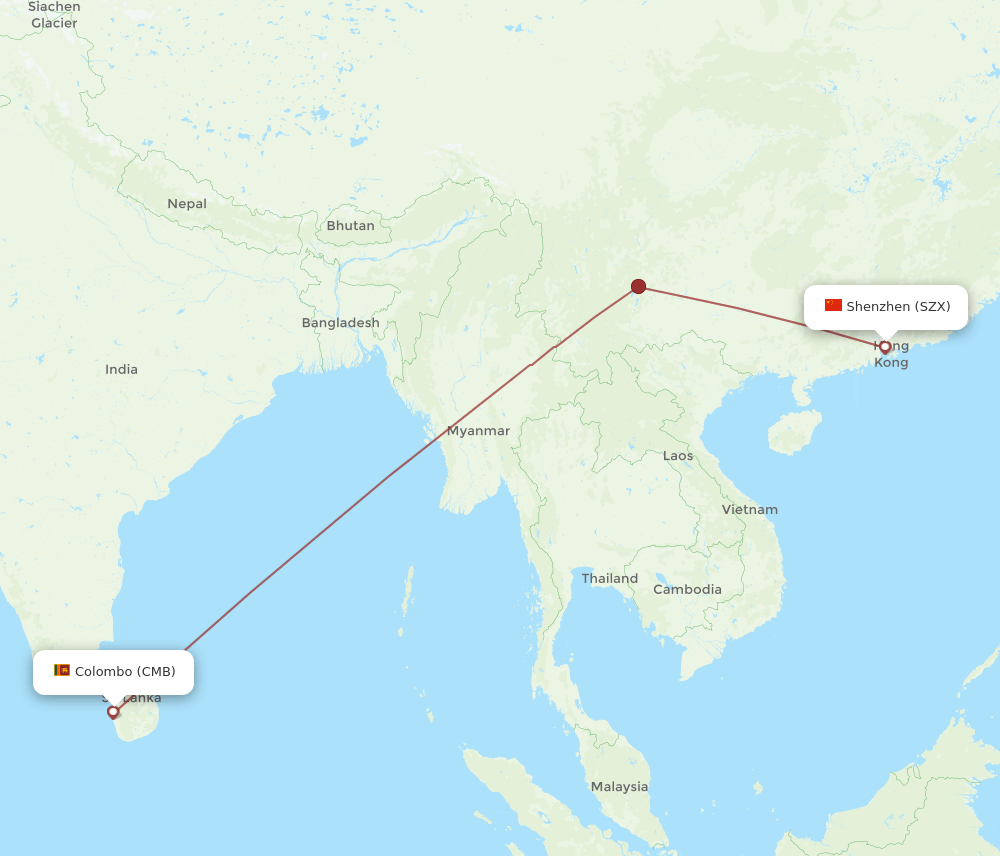 SZX-CMB flight routes