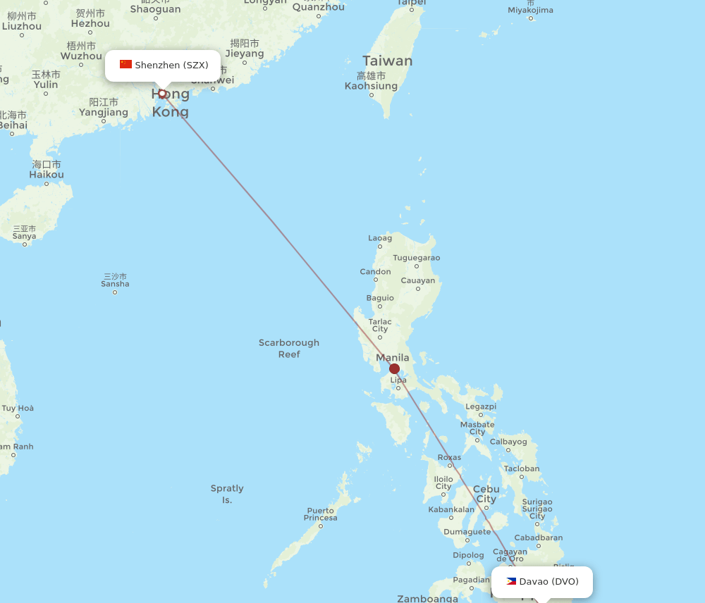 SZX-DVO flight routes