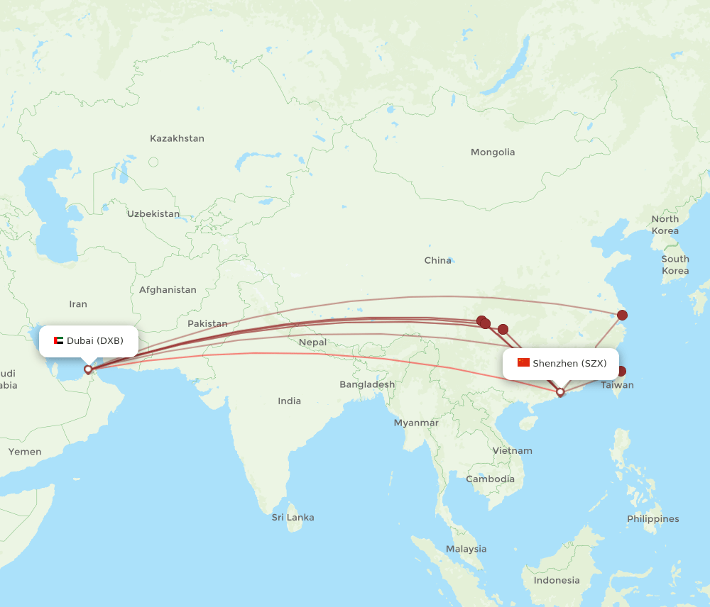 SZX-DXB flight routes