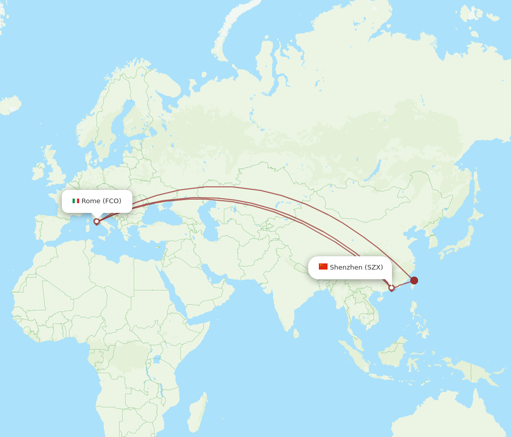 SZX-FCO flight routes