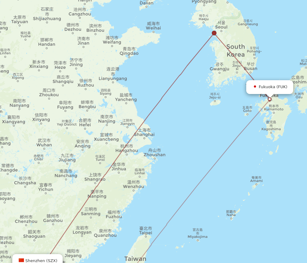 SZX-FUK flight routes
