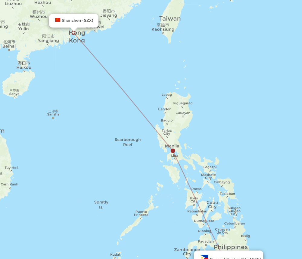 SZX-GES flight routes