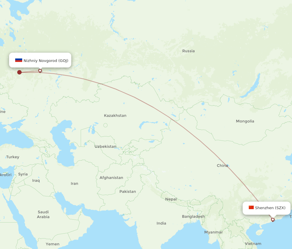 SZX-GOJ flight routes