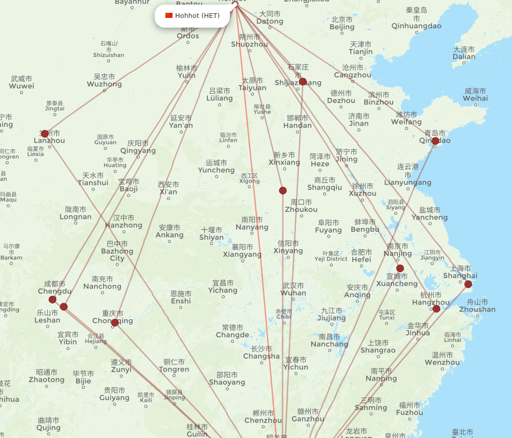 SZX-HET flight routes