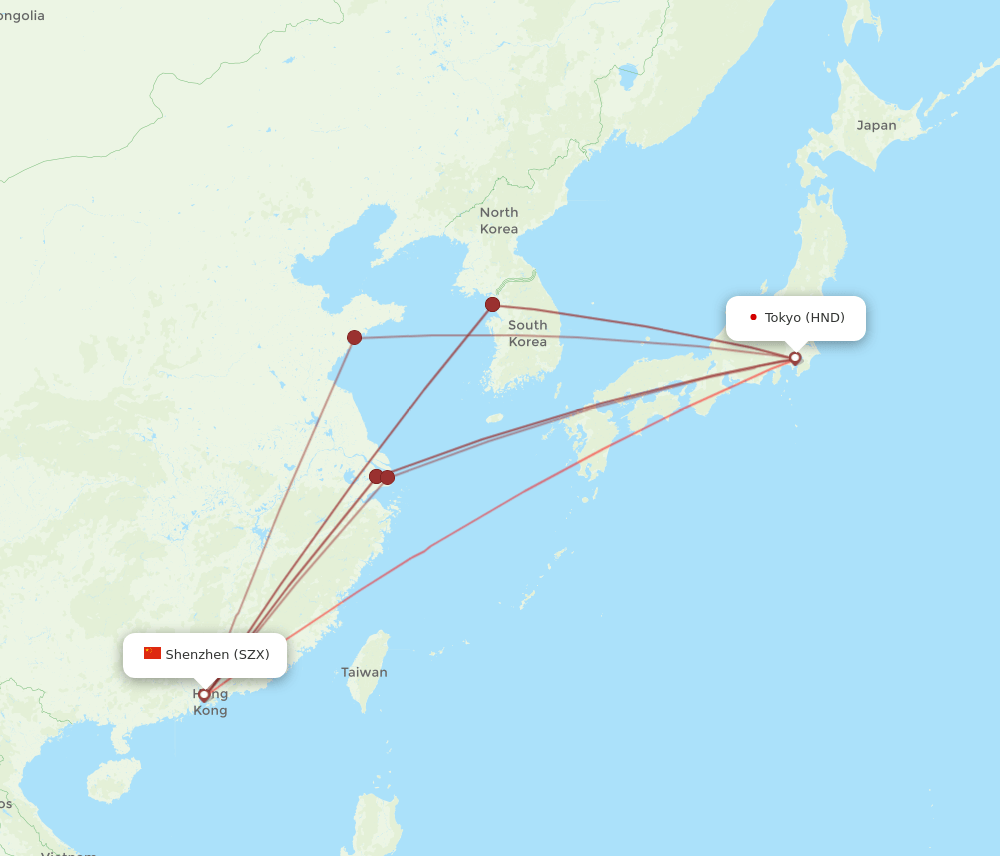 SZX-HND flight routes