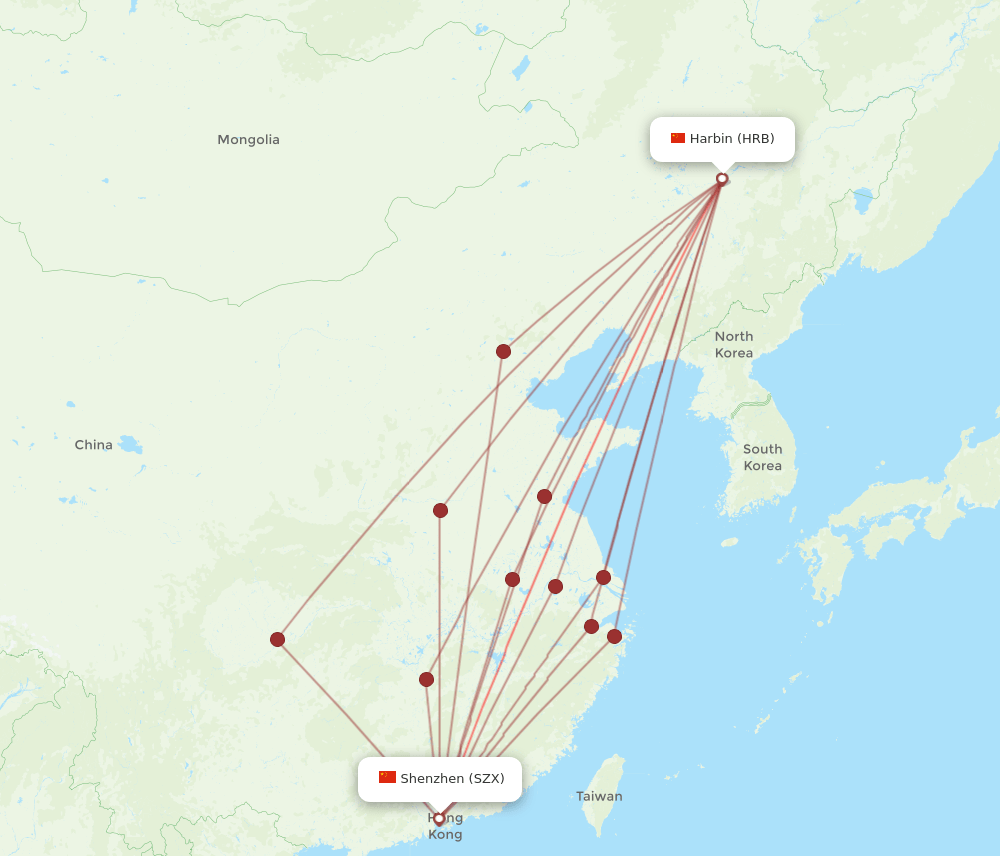 SZX-HRB flight routes