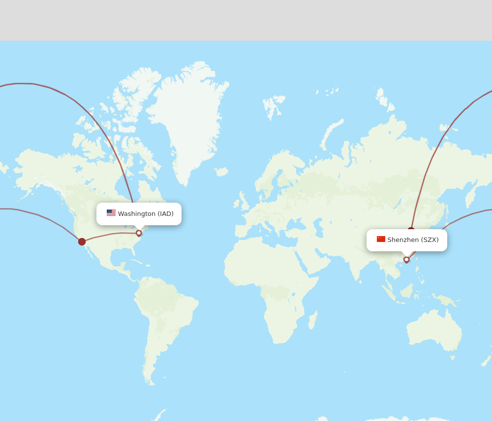 SZX-IAD flight routes