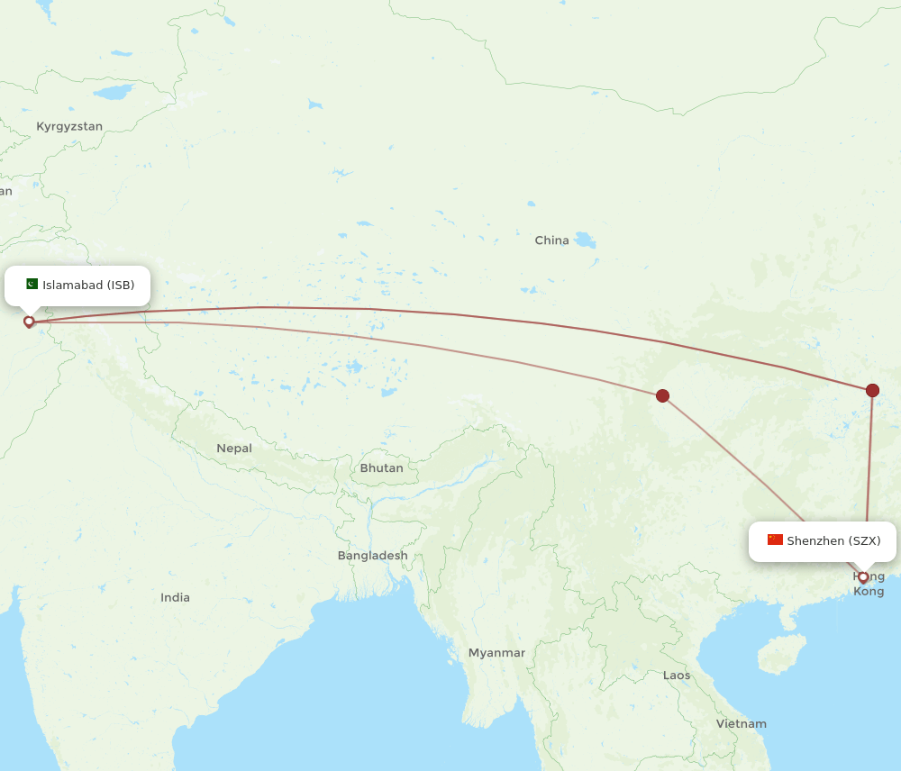 SZX-ISB flight routes