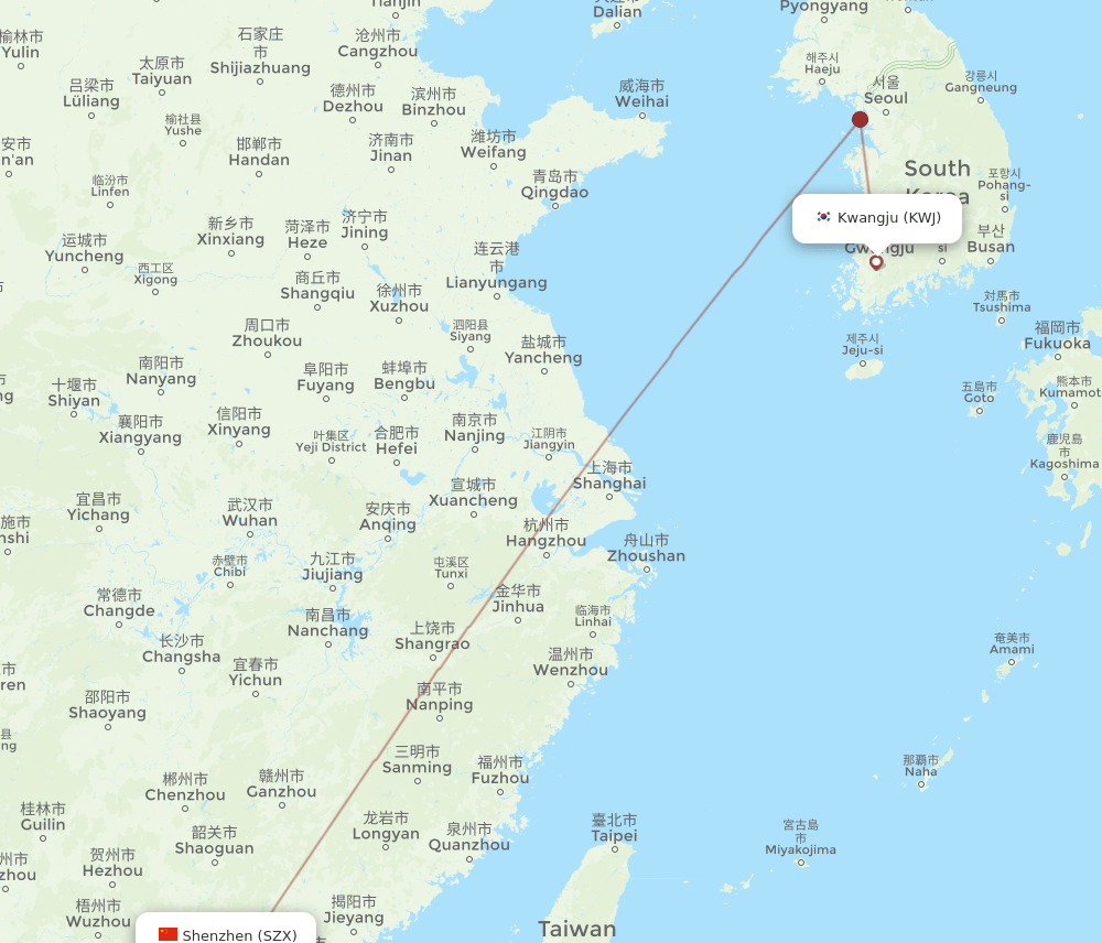 SZX-KWJ flight routes