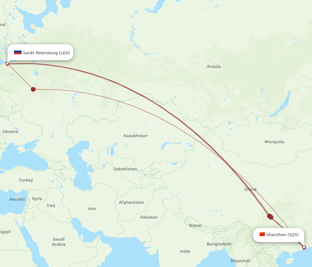 SZX-LED flight routes