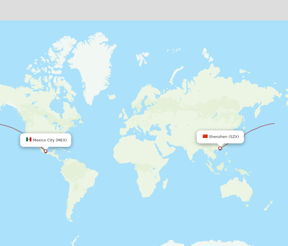 SZX-MEX flight routes