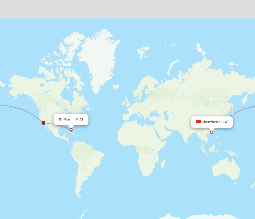 SZX to MIA flights and routes map