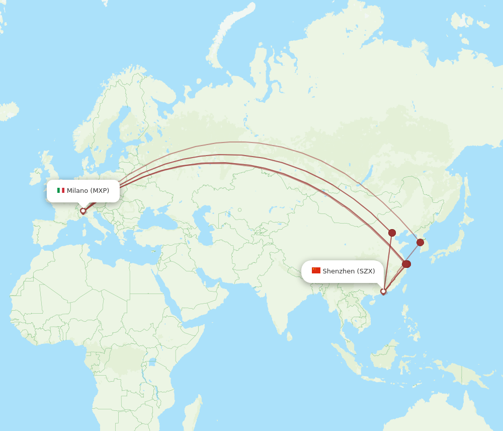 SZX-MXP flight routes