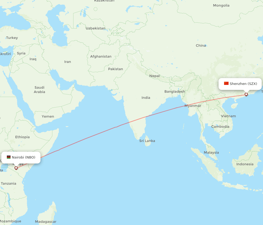 SZX-NBO flight routes