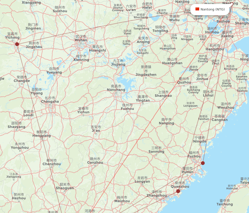 SZX to NTG flights and routes map