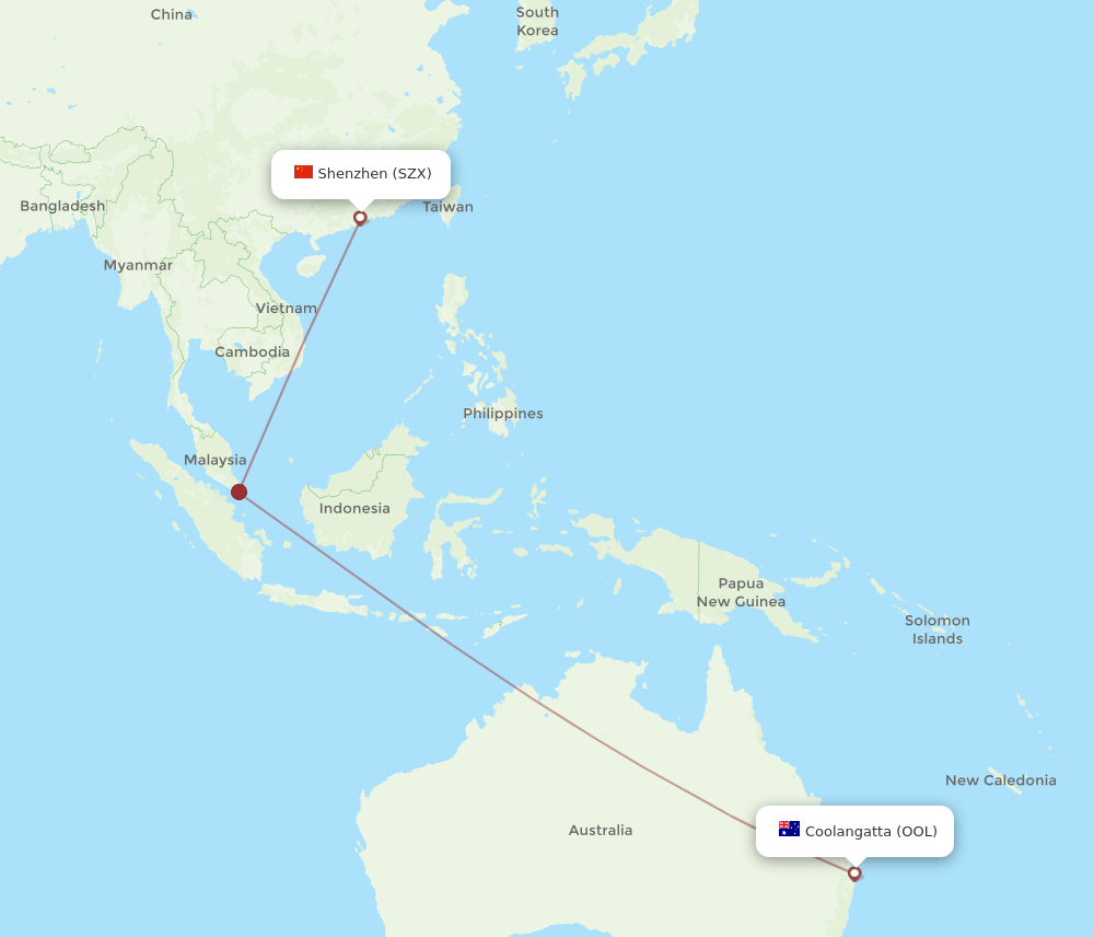 SZX-OOL flight routes