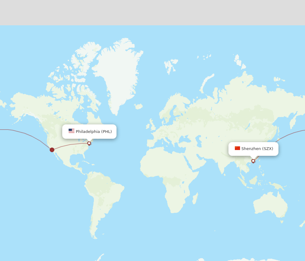 SZX-PHL flight routes