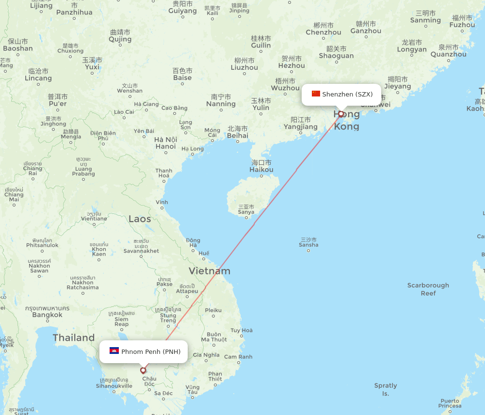 SZX-PNH flight routes