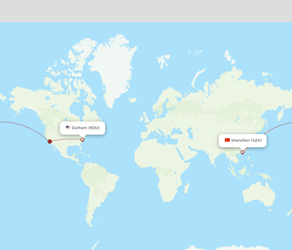 SZX-RDU flight routes