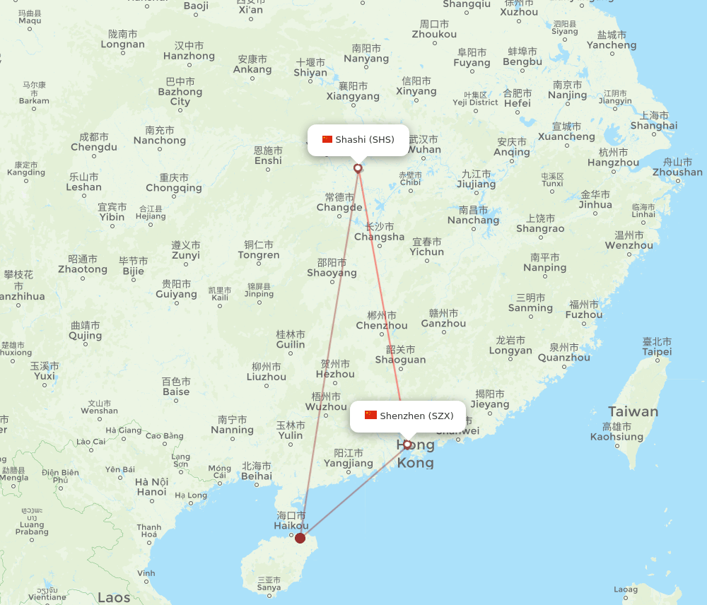 SZX-SHS flight routes