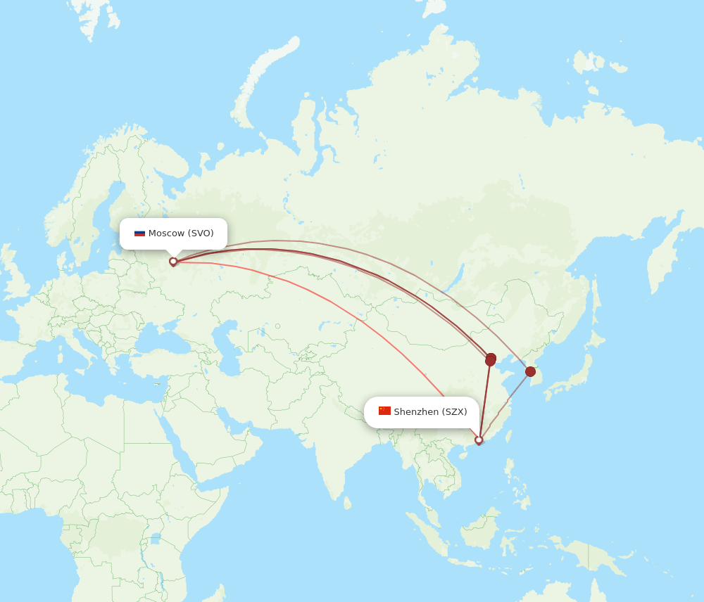 SZX-SVO flight routes