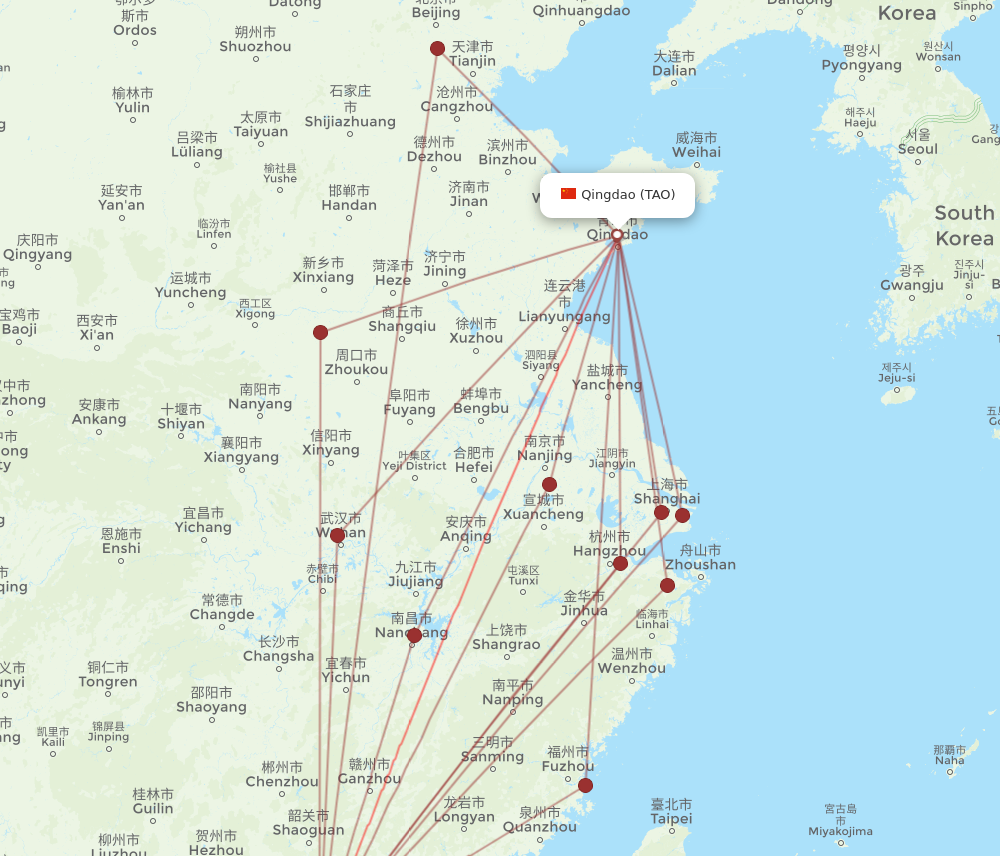 SZX to TAO flights and routes map