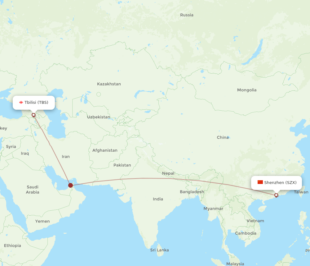 SZX-TBS flight routes