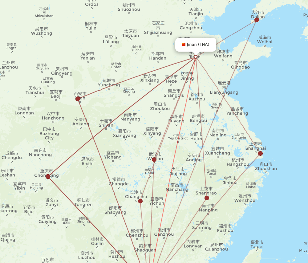 SZX to TNA flights and routes map