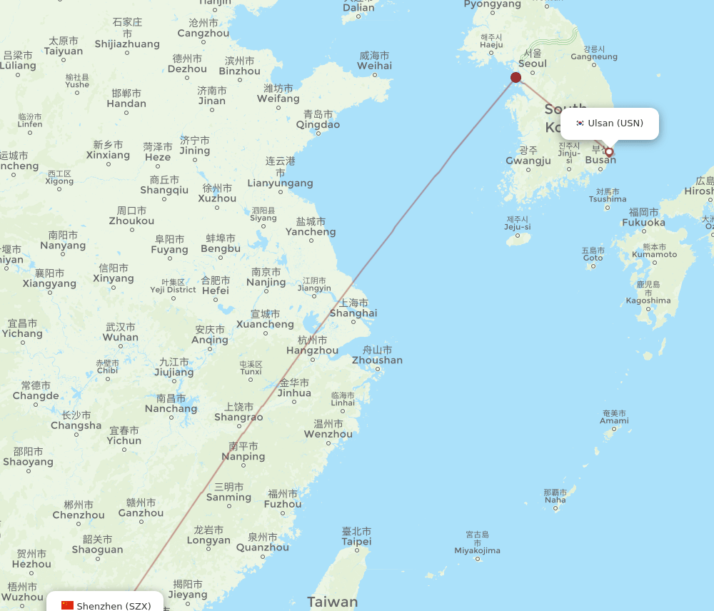 SZX-USN flight routes