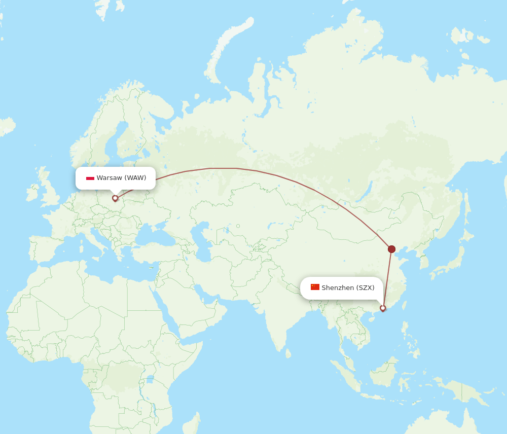 SZX-WAW flight routes