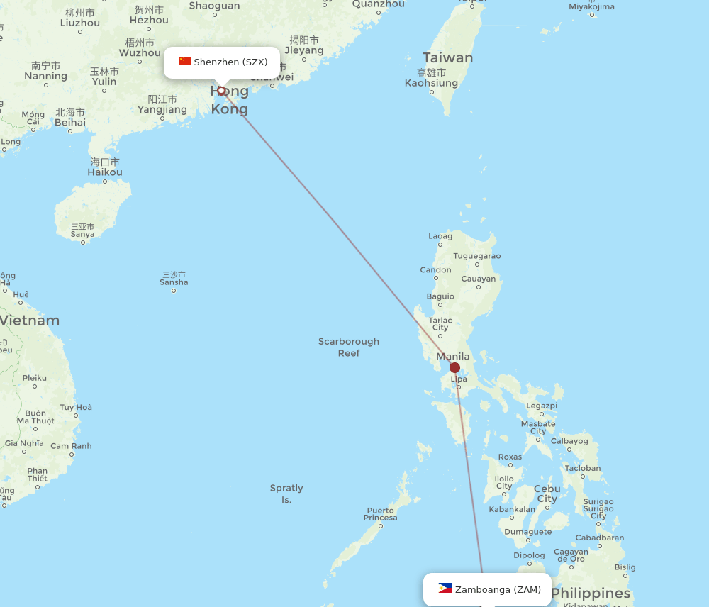 SZX-ZAM flight routes