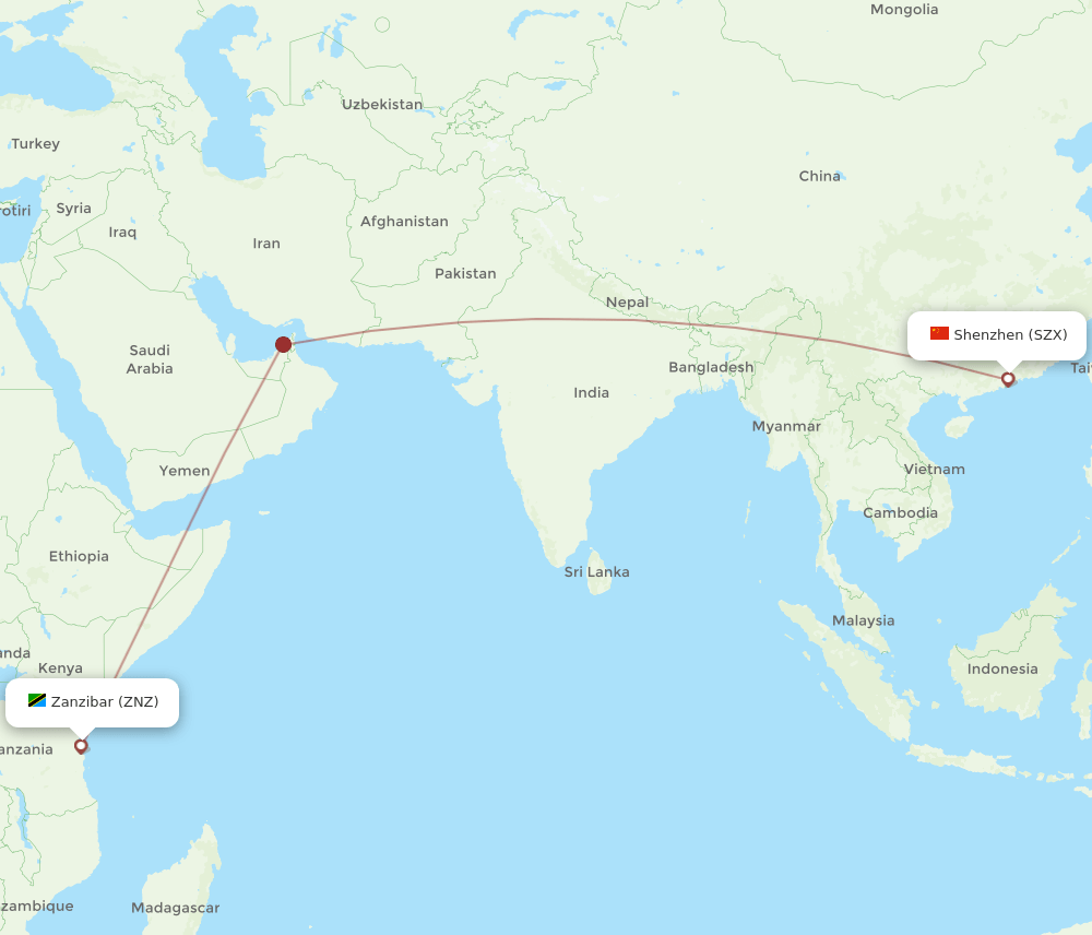 SZX-ZNZ flight routes